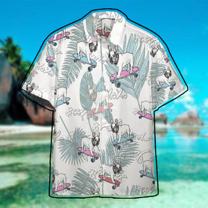 French Bulldog On Skateboard Hawaii Button Shirt