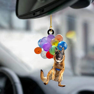 German Shepherd Dog Fly With Bubbles Car Hanging Ornament