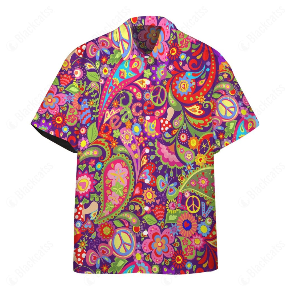 Hippi Pattern Custom Hawaii Button Shirt