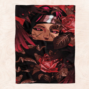 Itachi Uchiha Crows And Roses Custom Soft Blanket