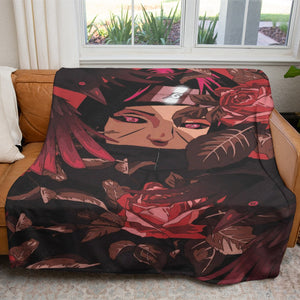 Itachi Uchiha Crows And Roses Custom Soft Blanket Blackcatss