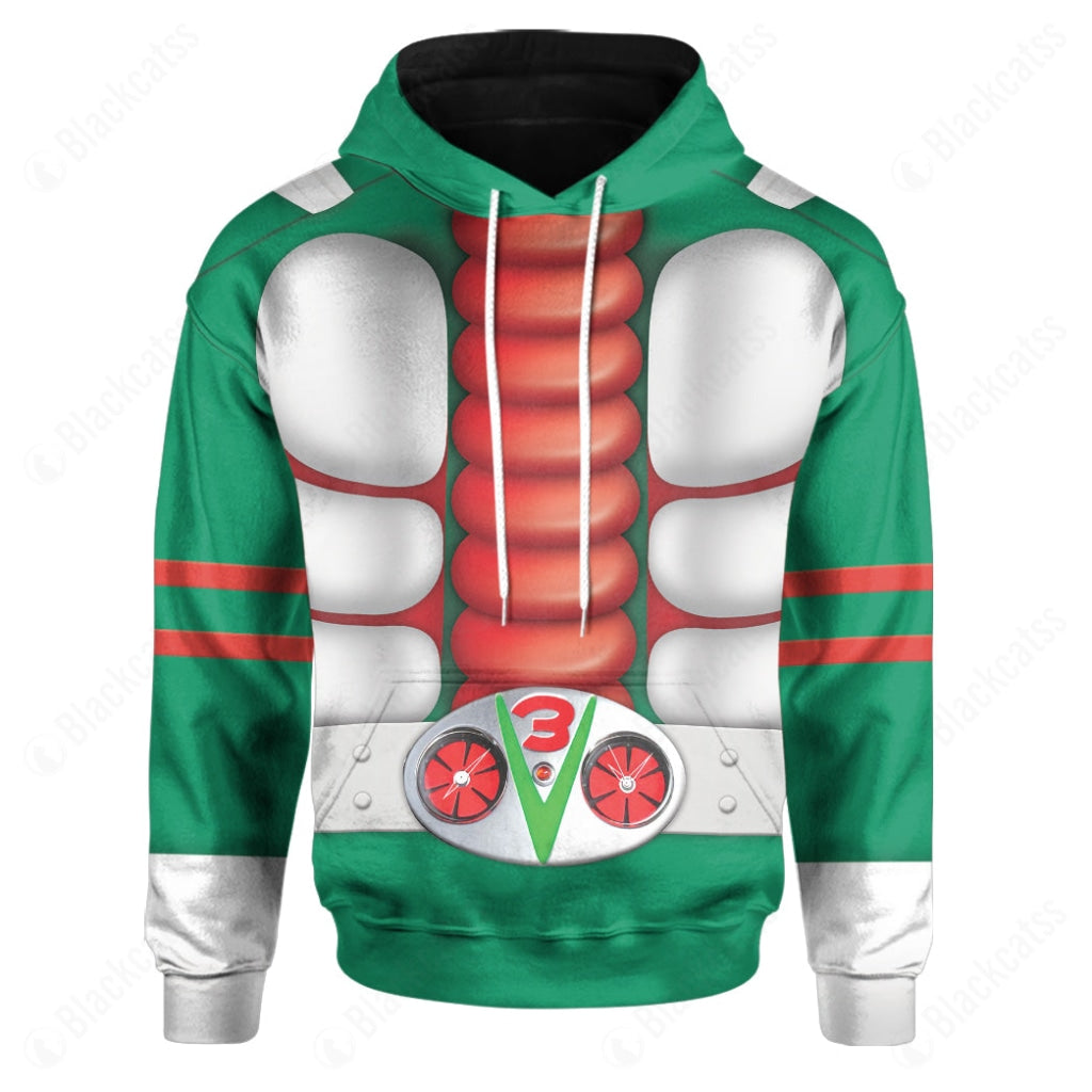 Kamen Rider Black RX Kamen Rider V3 Custom Hoodie