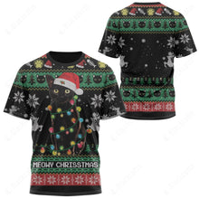 Load image into Gallery viewer, Meowy Cat Ugly Christmas T-Shirt
