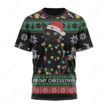 Load image into Gallery viewer, Meowy Cat Ugly Christmas T-Shirt
