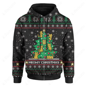 Meowy Ugly Christmas Custom Hoodie