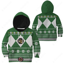 Load image into Gallery viewer, Mighty Morphin Green Power Rangers Ugly Christmas Custom Kid Apparel
