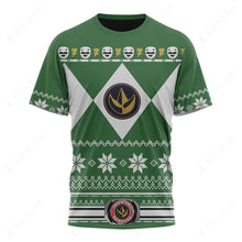 Load image into Gallery viewer, Mighty Morphin Green Power Rangers Ugly Christmas Custom T-Shirt
