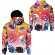 Load image into Gallery viewer, Mighty Morphin Helmet Pattern Custom Snood Hoodie
