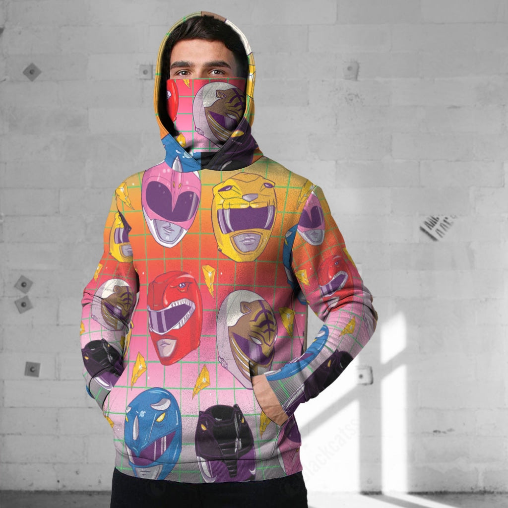 Mighty Morphin Helmet Pattern Custom Snood Hoodie