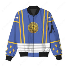 Load image into Gallery viewer, Mighty Morphin Power Ranger Ninja Rangers Blue Wolf Custom Bomber Jacket
