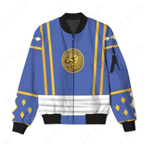 Mighty Morphin Power Ranger Ninja Rangers Blue Wolf Custom Bomber Jacket