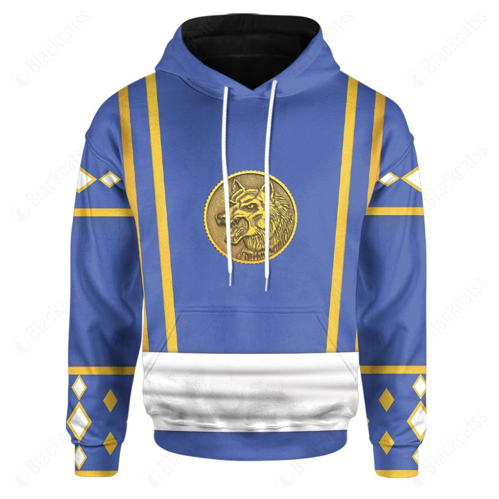 Mighty Morphin Power Ranger Ninja Rangers Blue Wolf Custom Hoodie