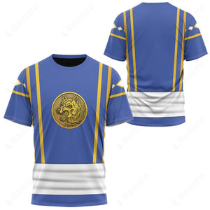 Mighty Morphin Power Ranger Ninja Rangers Blue Wolf Custom T-Shirt