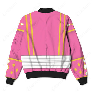 Mighty Morphin Power Ranger Ninja Rangers Pink Crane Custom Bomber Jacket