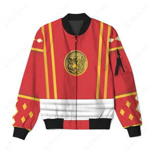 Mighty Morphin Power Ranger Ninja Rangers Red Ape Custom Bomber Jacket