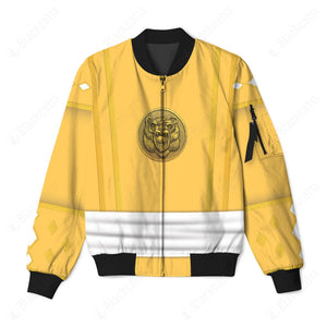 Mighty Morphin Power Ranger Ninja Rangers Yellow Bear Custom Bomber Jacket