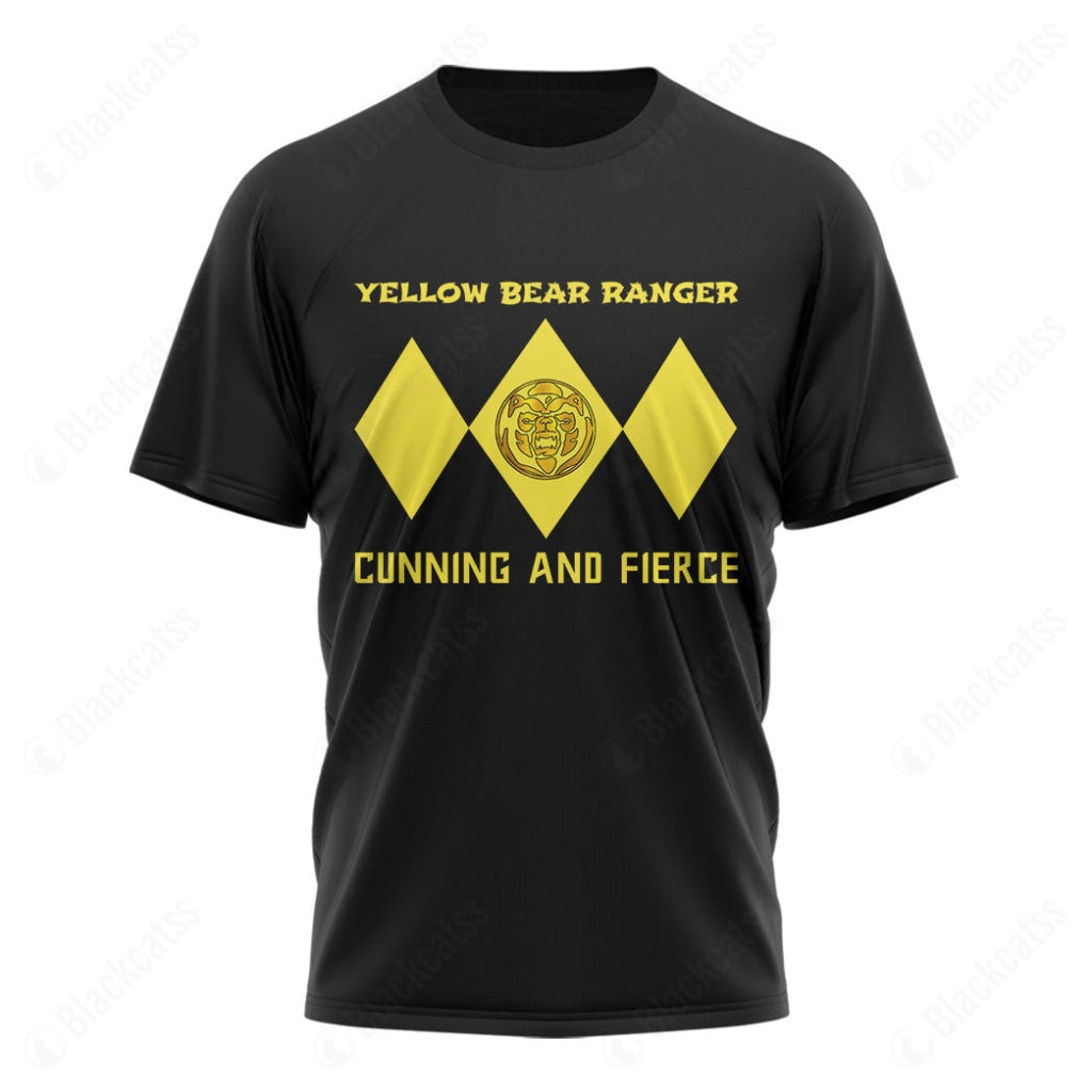 Mighty Morphin Power Ranger Ninja Rangers Yellow Bear Custom Graphic Apparel