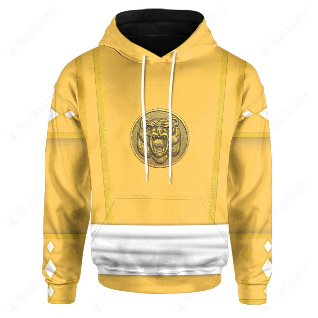 Mighty Morphin Power Ranger Ninja Rangers Yellow Bear Custom Hoodie