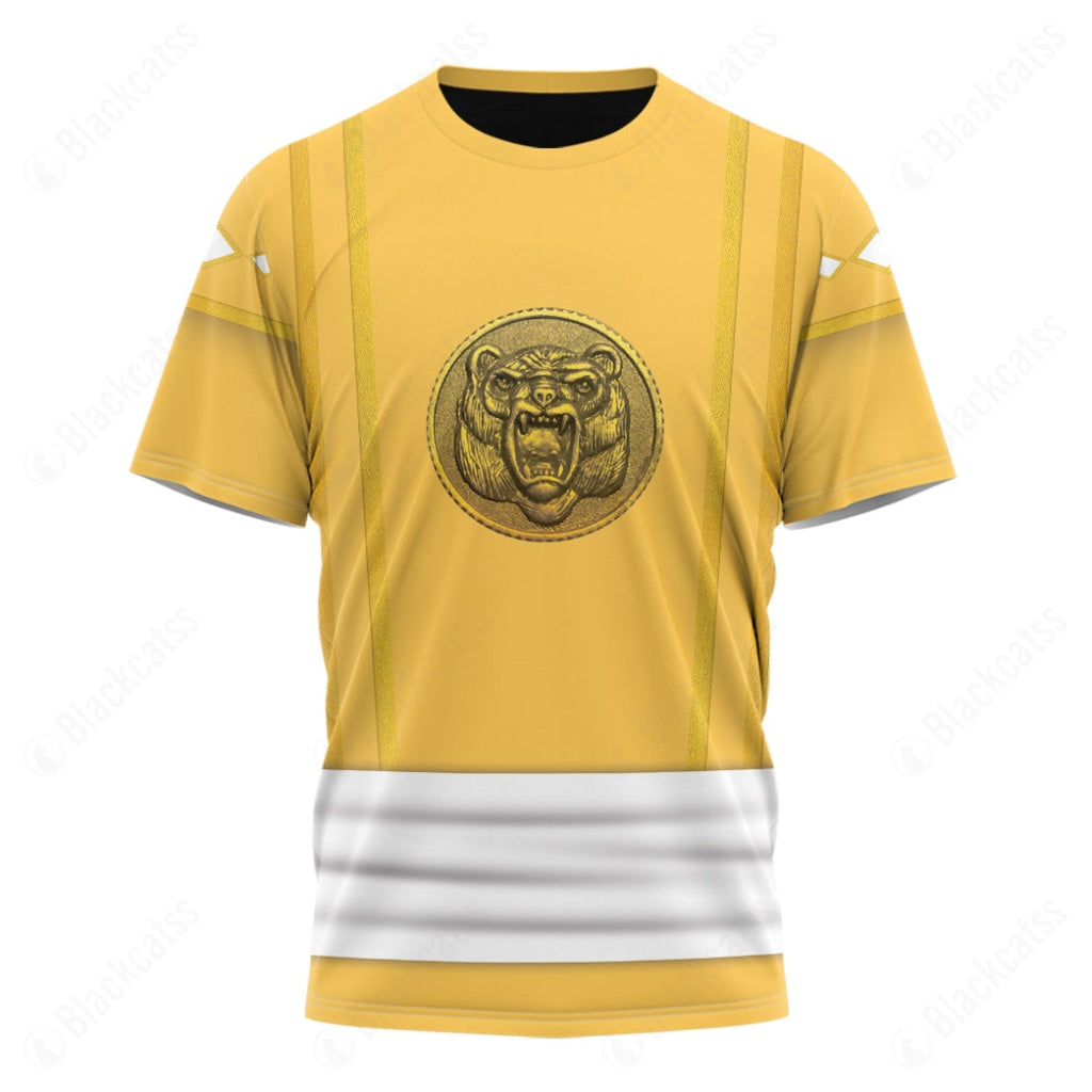 Mighty Morphin Power Ranger Ninja Rangers Yellow Bear Custom T-Shirt