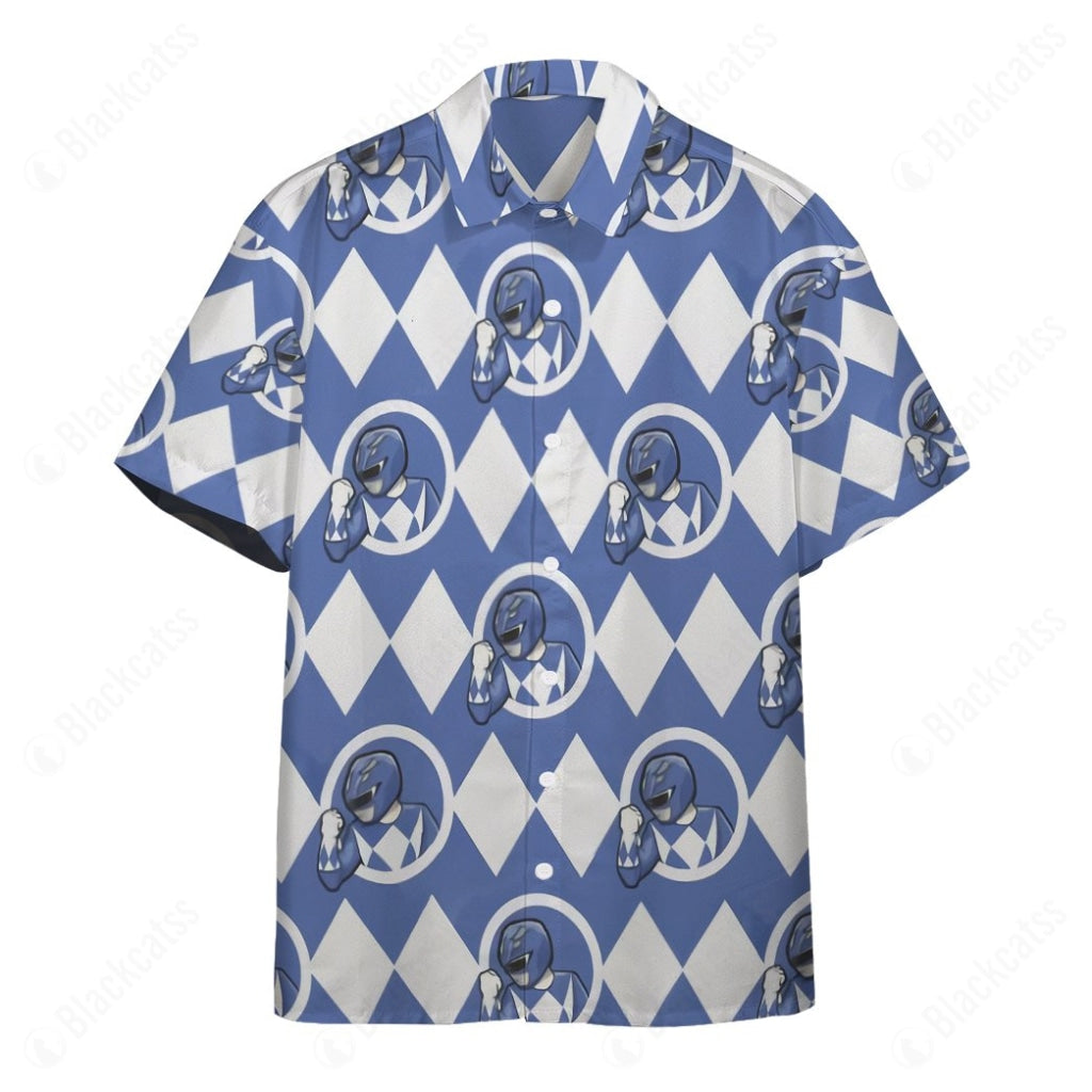 Mighty Morphin Power Rangers Blue Ranger Button Shirt