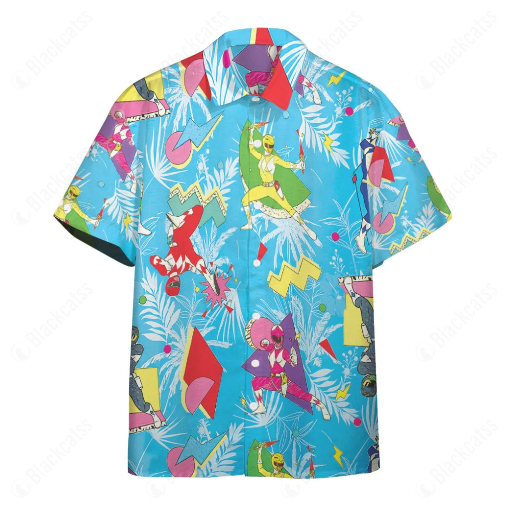 Mighty Morphin Power Rangers Hawaii Button Shirt