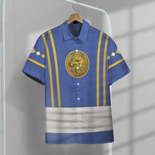 Load image into Gallery viewer, Mighty Morphin Power Rangers Ninja Rangers Blue Wolf Custom Button Shirt
