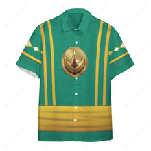 Load image into Gallery viewer, Mighty Morphin Power Rangers Ninja Rangers Green The Dragon Custom Button Shirt
