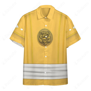 Mighty Morphin Power Rangers Ninja Rangers Yellow Bear Custom Button Shirt