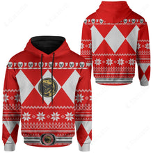 Load image into Gallery viewer, Mighty Morphin Red Power Rangers Ugly Christmas Custom Hoodie
