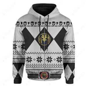 Mighty Morphin White Power Rangers Ugly Christmas Custom Hoodie