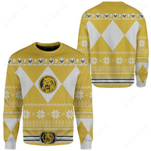 Load image into Gallery viewer, Mighty Morphin Yellow Power Rangers Ugly Christmas Custom Sweatshirt
