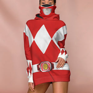 Movie Mighty Morphin Red Power Rangers Cosplay Custom Snood Hoodie