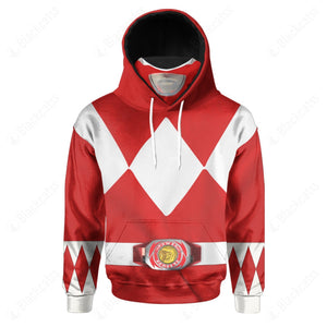 Movie Mighty Morphin Red Power Rangers Cosplay Custom Snood Hoodie