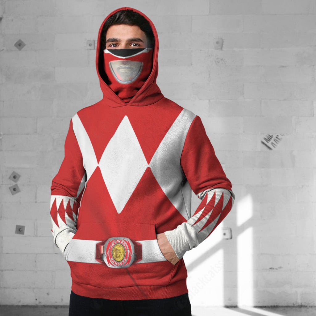 Movie Mighty Morphin Red Power Rangers Cosplay Custom Snood Hoodie