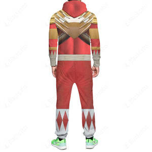 Movie Mighty Morphin Red Power Rangers Custom Hooded Jumpsuit