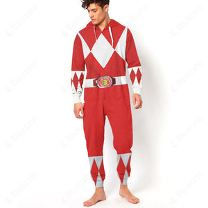 Movie Mighty Morphin Red Power Rangers Custom Hooded Jumpsuit