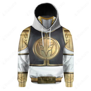 Movie Mighty Morphin White Power Rangers Cosplay Custom Snood Hoodie