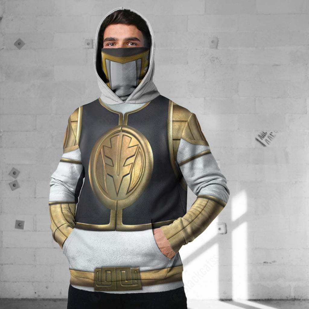 Movie Mighty Morphin White Power Rangers Cosplay Custom Snood Hoodie