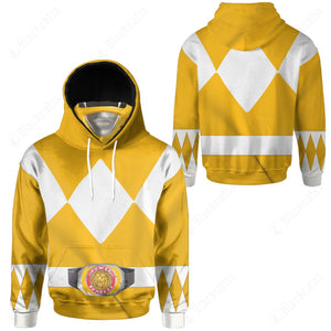 Movie Mighty Morphin Yellow Power Rangers Cosplay Custom Snood Hoodie