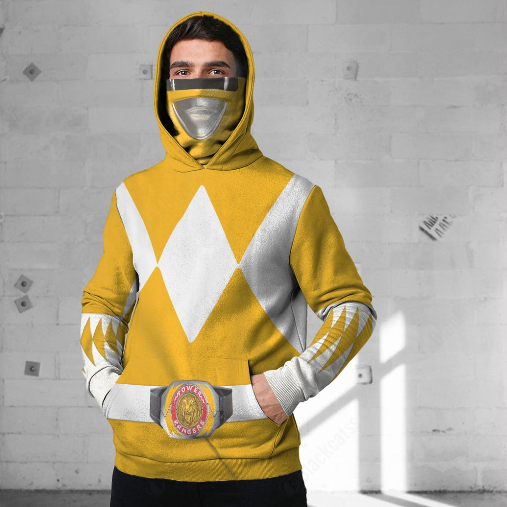 Movie Mighty Morphin Yellow Power Rangers Cosplay Custom Snood Hoodie