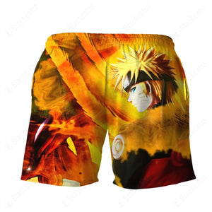 Naruto Uzumaki Kyuubi Fox Pattern Beach Shorts