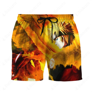 Naruto Uzumaki Kyuubi Fox Pattern Beach Shorts