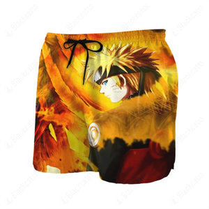 Naruto Uzumaki Kyuubi Fox Pattern Beach Shorts