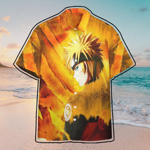 Naruto Uzumaki Kyuubi Fox Pattern Hawaii Button Shirts