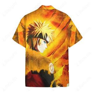 Naruto Uzumaki Kyuubi Fox Pattern Hawaii Button Shirts