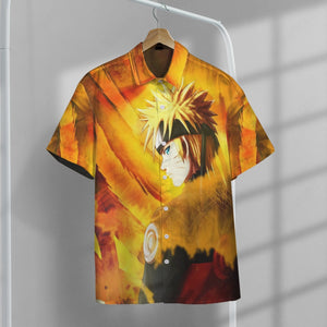 Naruto Uzumaki Kyuubi Fox Pattern Hawaii Button Shirts