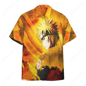 Naruto Uzumaki Kyuubi Fox Pattern Hawaii Button Shirts