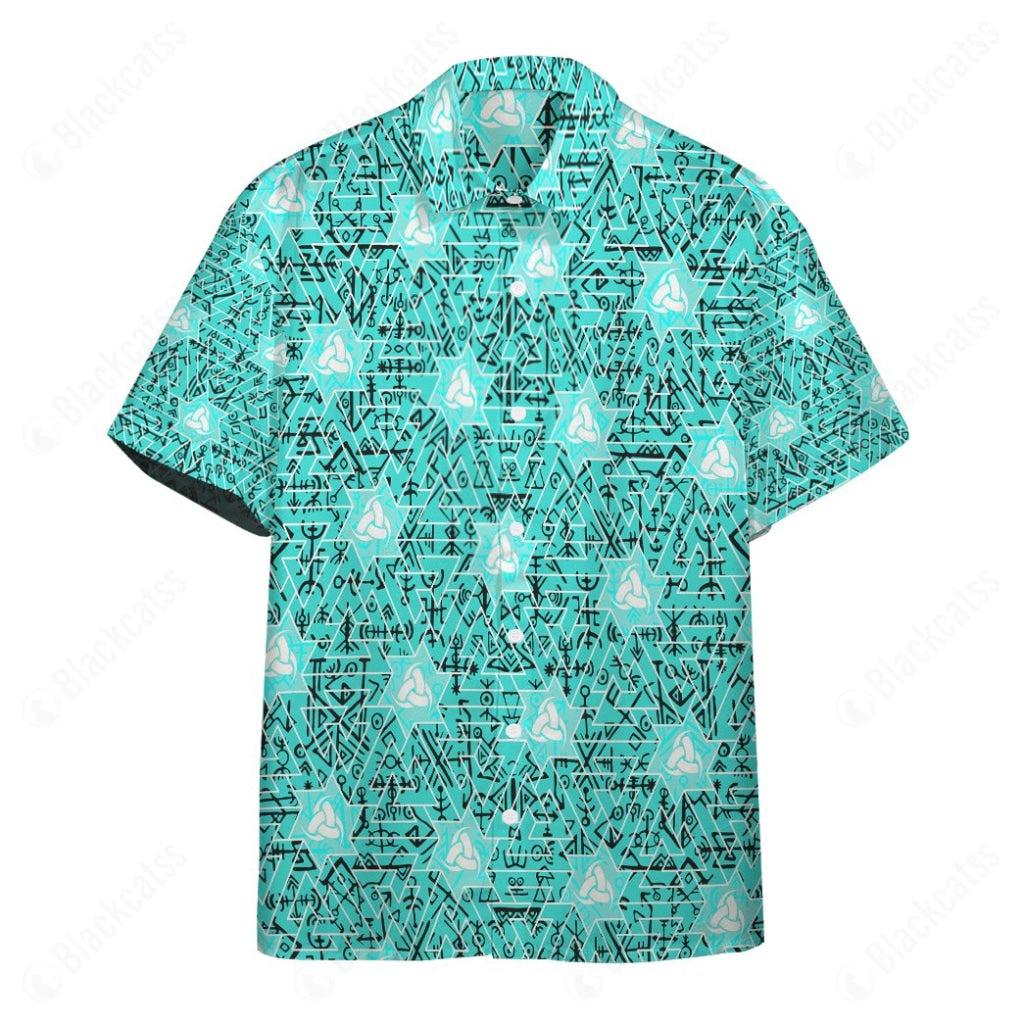 Odin Viking Rune Seamless Pattern Custom Button Shirt