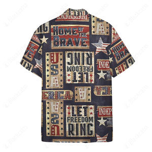 Patriotic Rustic Signs Button Shirt