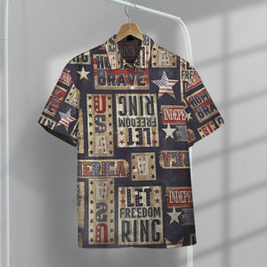 Patriotic Rustic Signs Button Shirt